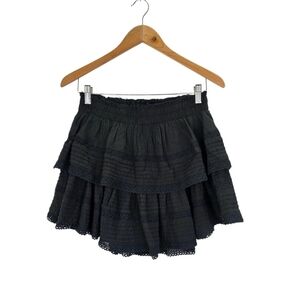 Aerie Rock N Ruffle Tiered Mini Black Skirt  Flowy Boho Breathable Womens Size M